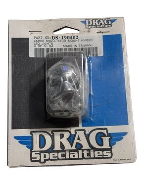 Vintage/NOS Drag Specialties DS-190402 Large Skull Stud-Mount Amber LED Light